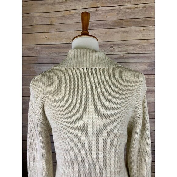 Vintage Fruit Of The Loom Womens M Sweater Cable Knit Cowl Neck Button Neck - Picture 6 of 8